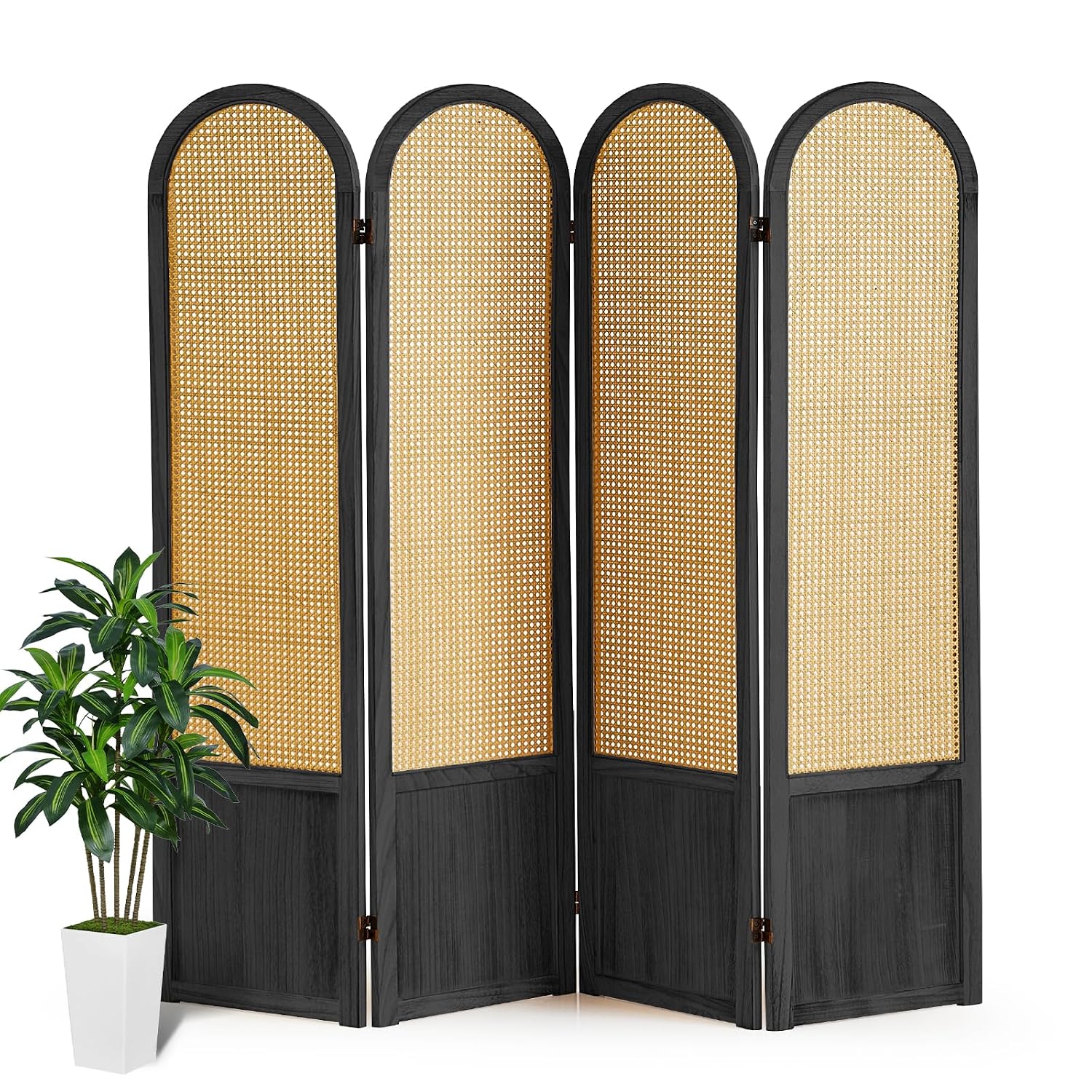 Partition Screen Divider - Ротанговая складная перегородка из 4 панелей,
